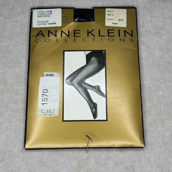 Anne Klein Navy Pantyhose Size D Control Top Sheer Leg Lycra Hosiery - Picture 1 of 3